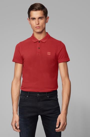 Koszulki Polo BOSS Slim Fit Czerwone Męskie (Pl30566)